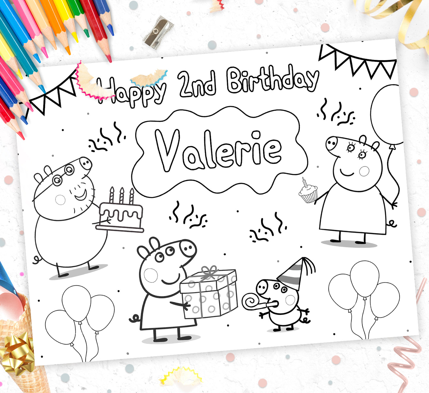 Single peppa pig coloring page â
