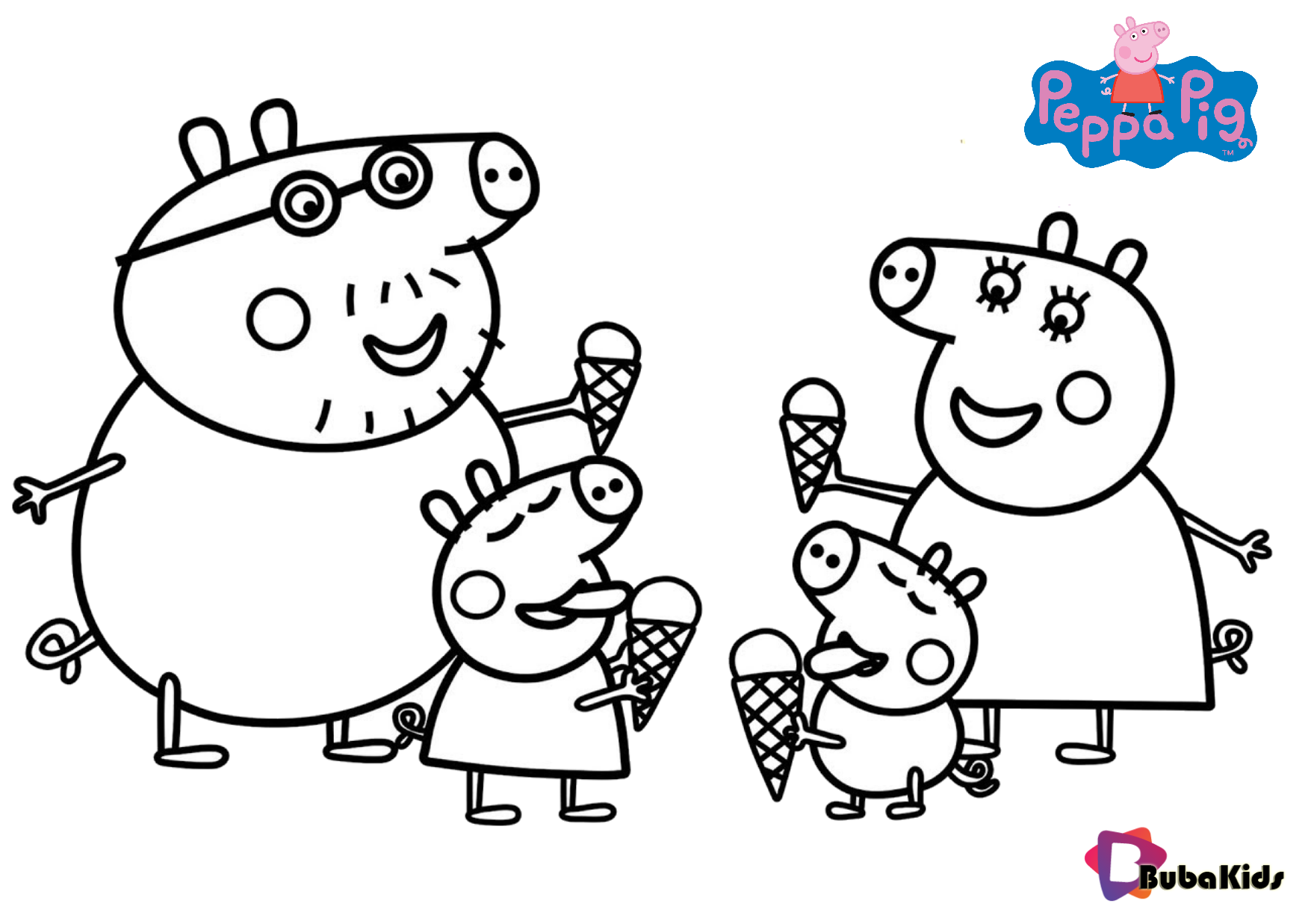 Peppa pig family and ice cream coloring pages collection of cartoon coloring pages for tâ peppa pig coloring pages peppa pig colouring ice cream coloring pages