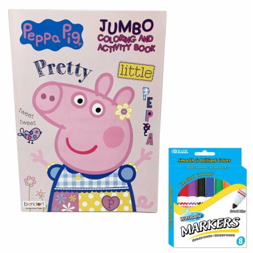 Pc peppa pig coloring book kit washable markers drawing activities set for kids