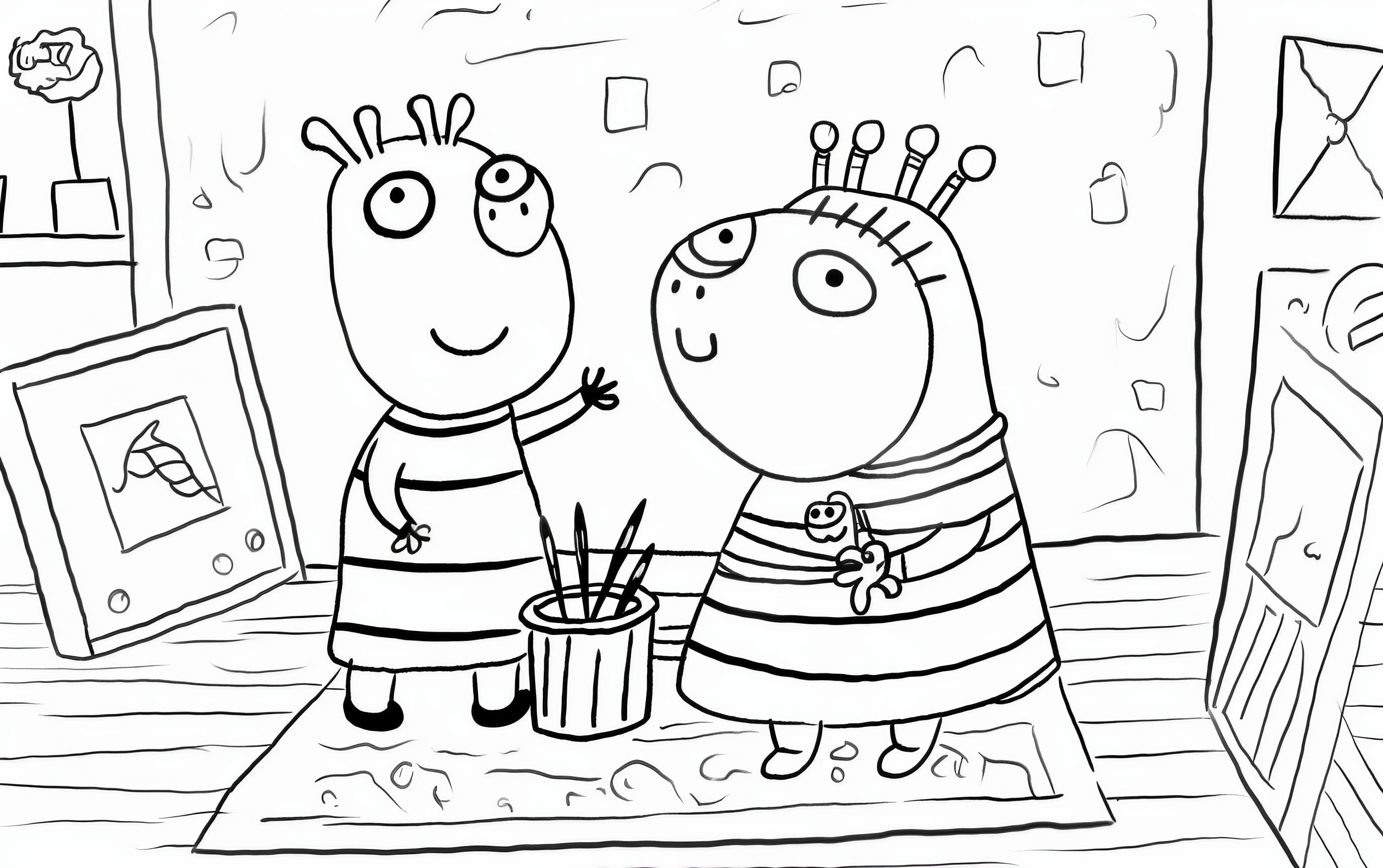 Peppa pig coloring pages for free and printable