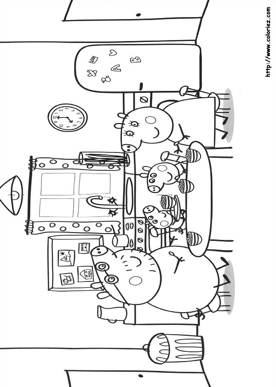 Peppa pig breakfast coloring page