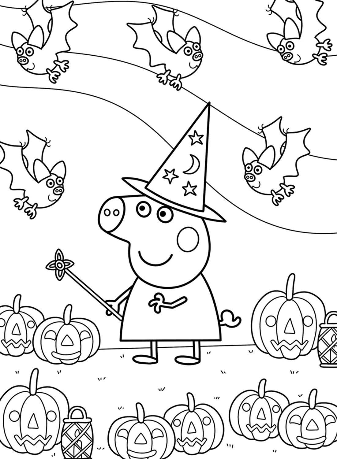 Halloween peppa pig coloring pages