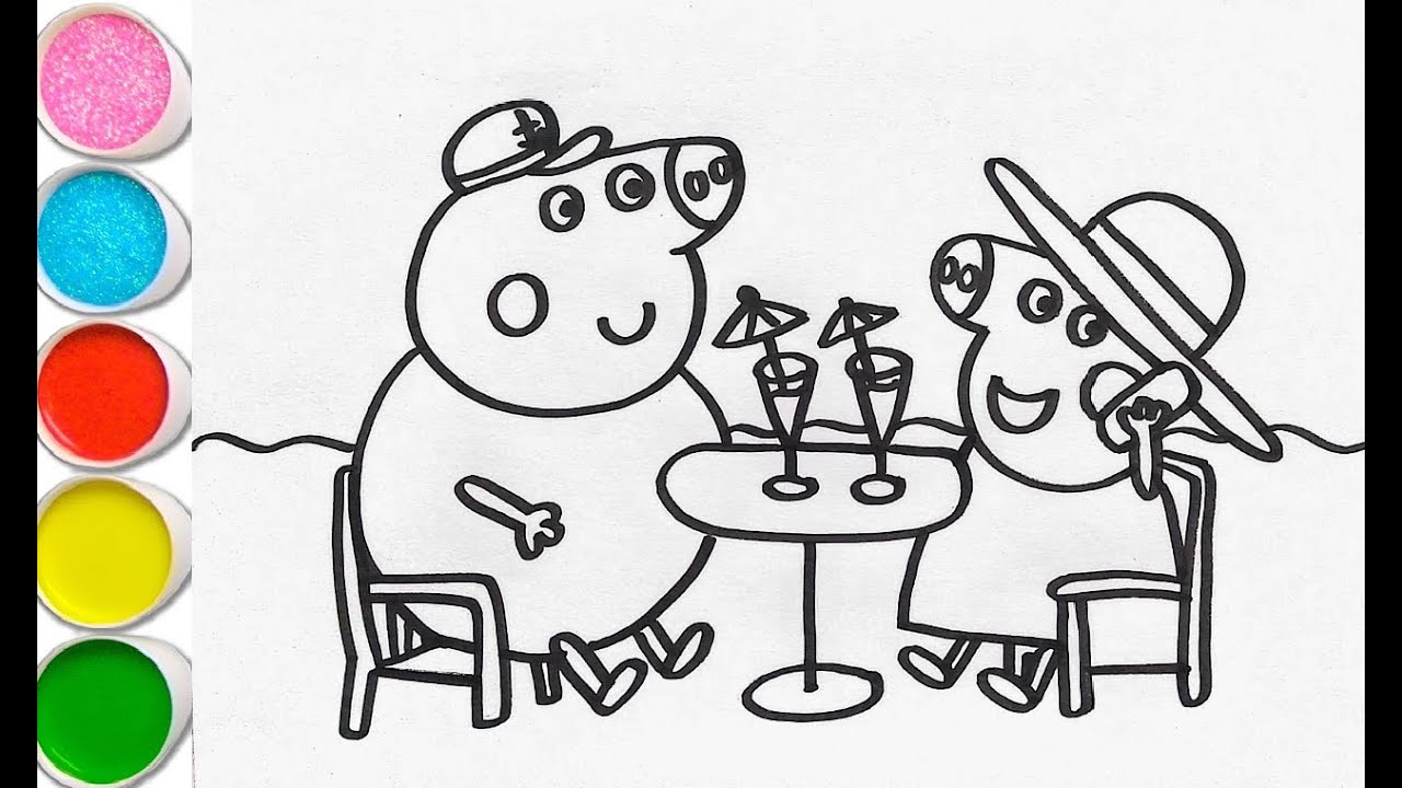 How to draw peppa pig coloring page ð