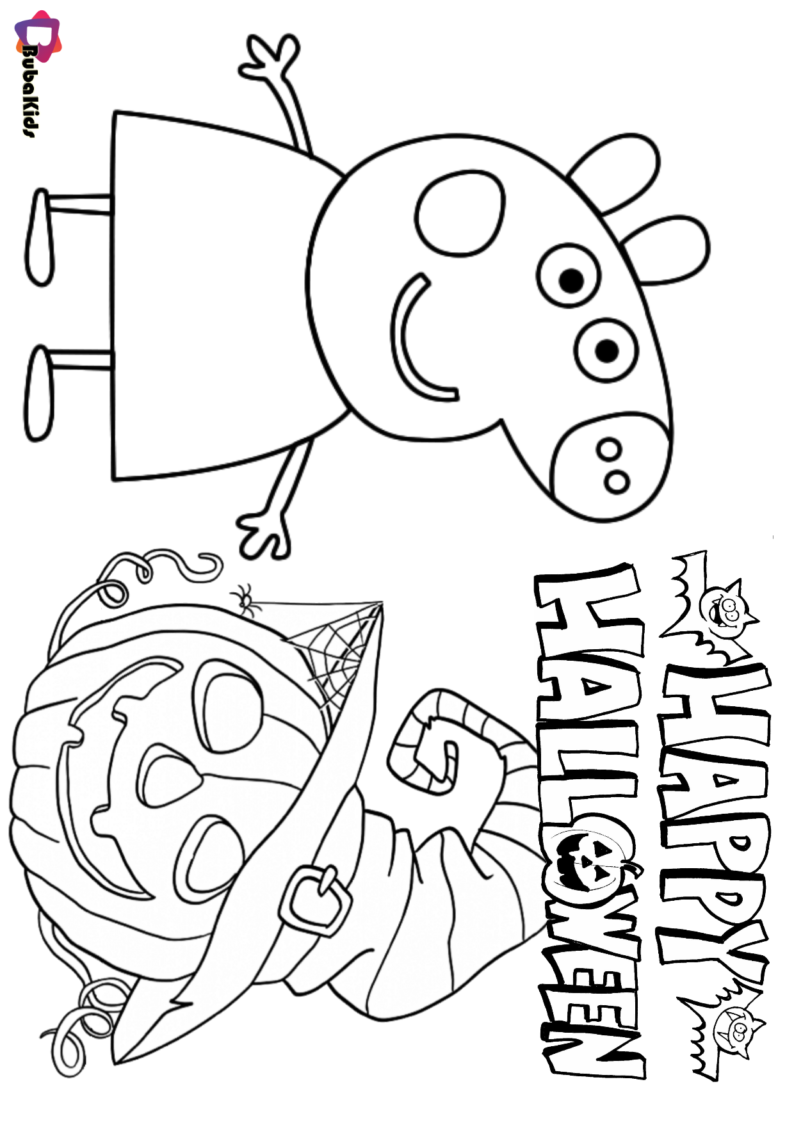 Peppa pig happy halloween coloring page halloween coloring halloween coloring pages pig halloween