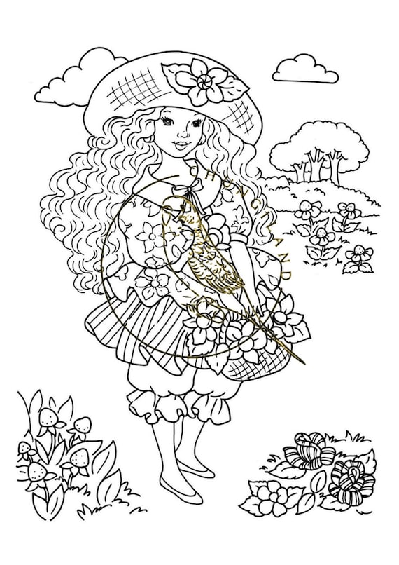 Vintage coloring book peppermint rose pages printable pdf instant digital download retro instant download