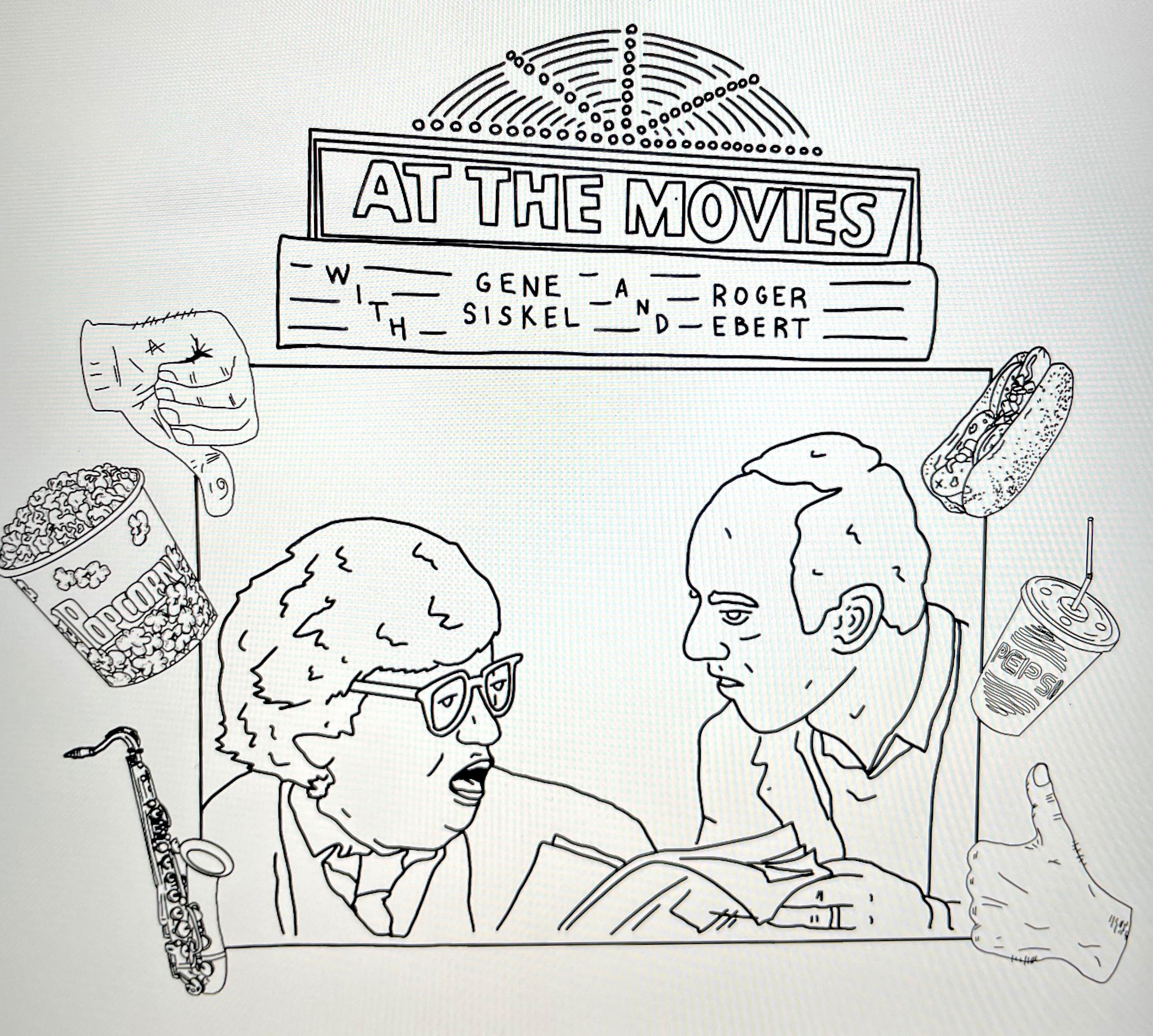 Siskel and ebert drawing i did while teaching myself procreate too busy needs a background any feedback wele rdrawing