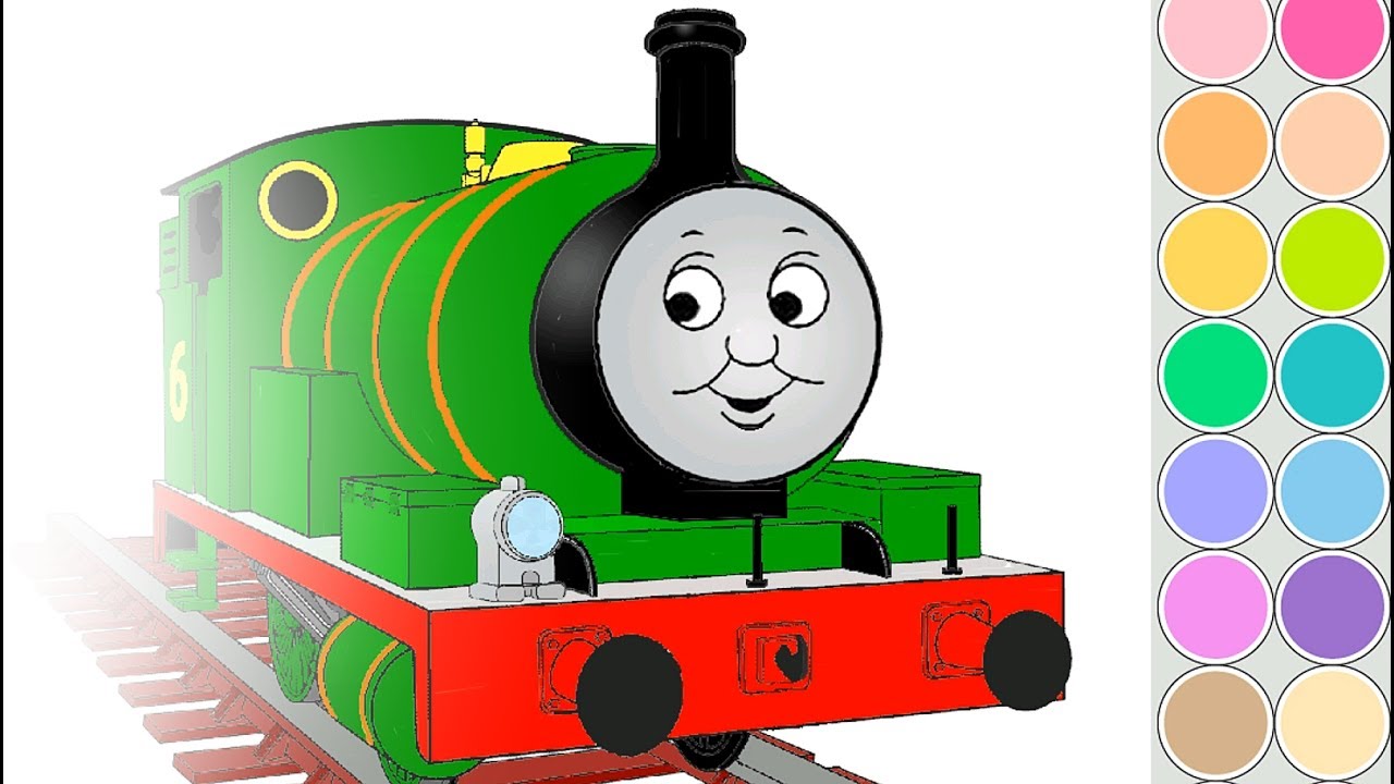 Coloring percy train for kids painting thomas and friends for kids