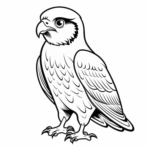Premium ai image peregrine falcon cute drawing cute cute coloring book kawaii line art