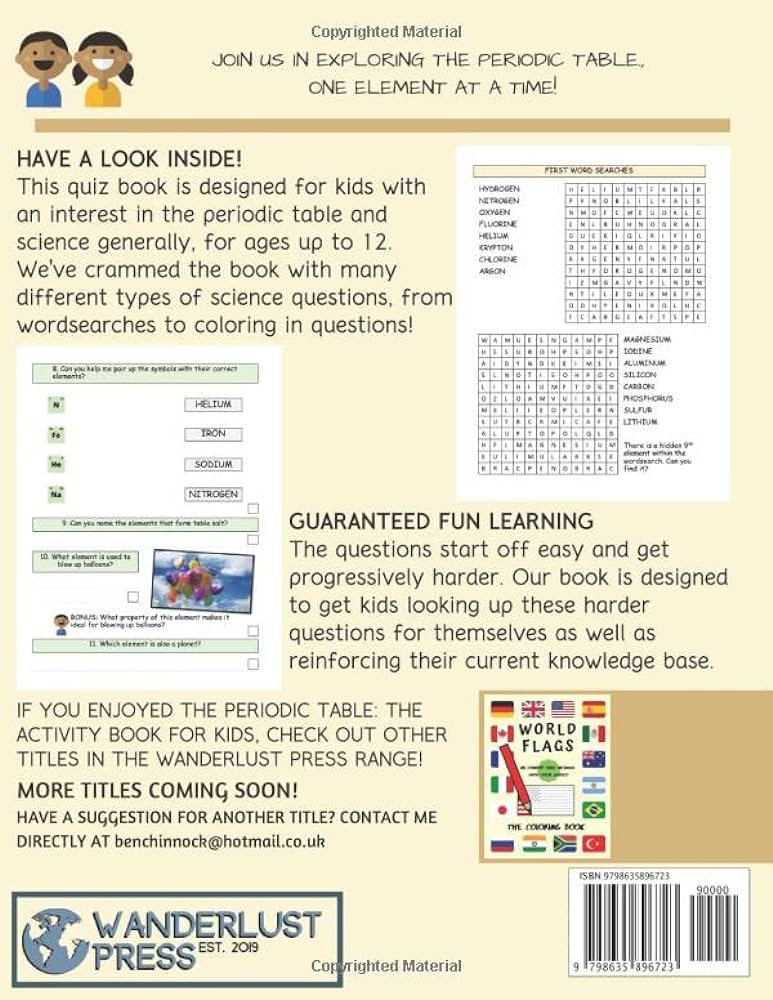 The periodic table activity book for kids test your childs knowledge of the periodic table with over fun questions that include coloring an ideal geography gift for kids aged