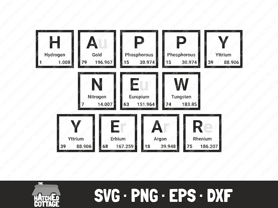 Buy happy new year periodic table svg periodic table words cut files new year chemistry elements clip art png eps dxf online in india