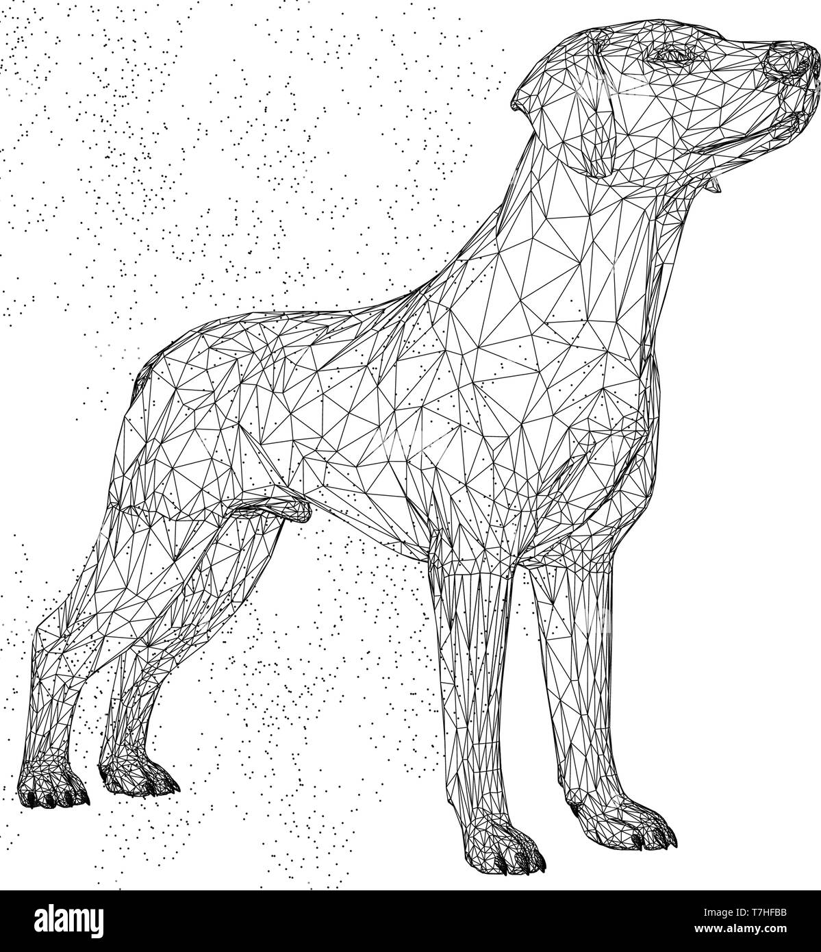 Perro lindo d ilustraciãn vector animal polãgono wirframe abstracto geomãtrico del triãngulo de fondo bajo la lãnea azul poly mh forma futurista pacio dot c imagen vector de stock
