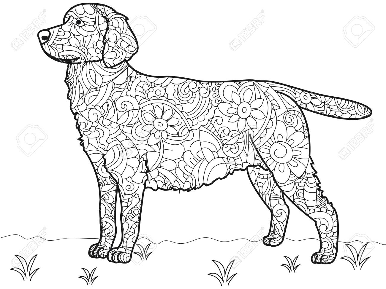 Dog labrador antistress coloring book vector royalty free svg cliparts vectors and stock illustration image