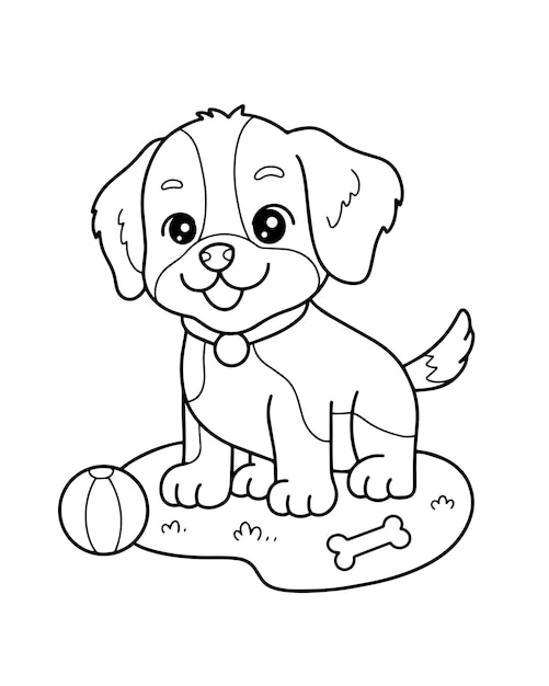 Premium vector beagle puppy coloring page for kids