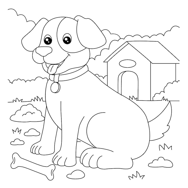 Premium vector dog coloring page for kids