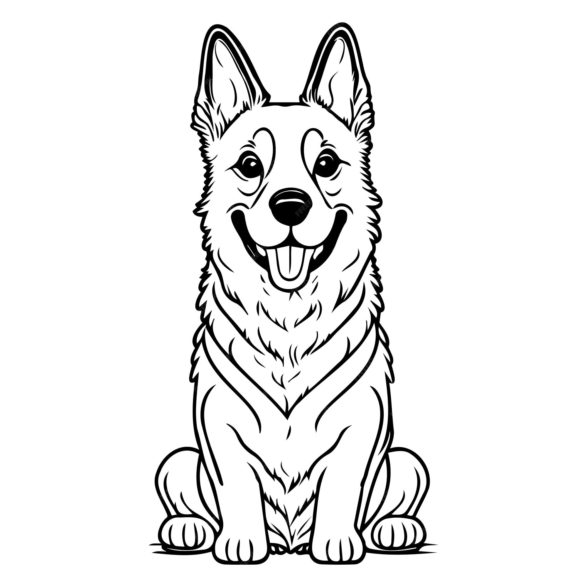 Un perro sentado con la lengua afuera vector premium
