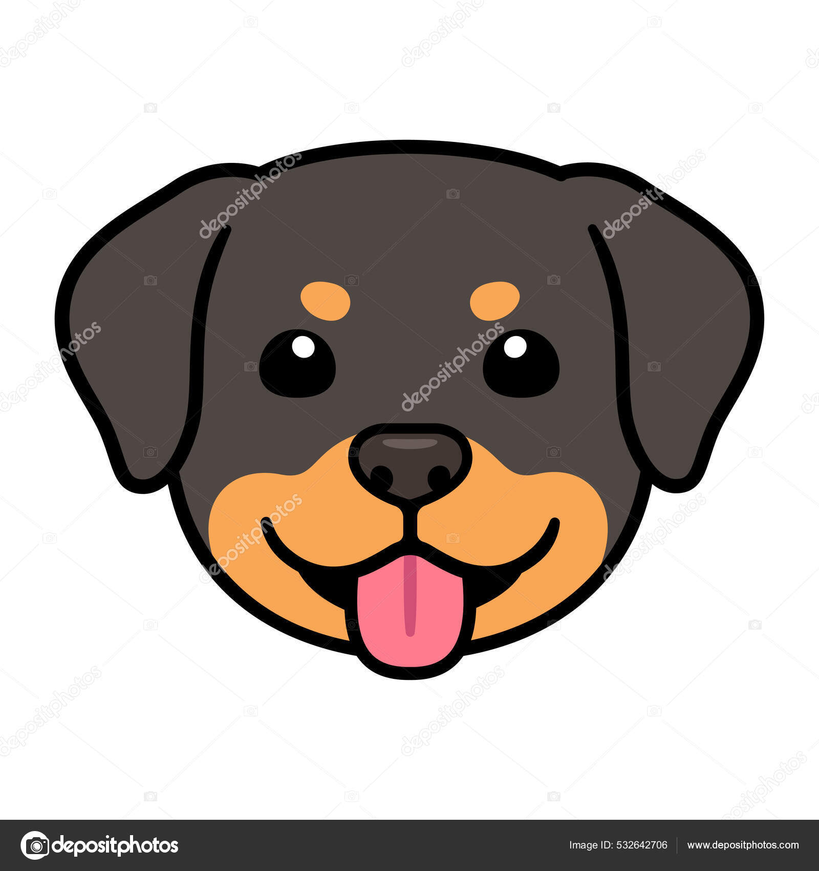 Linda cara perro dibujos animados rottweiler vector de stock por sudowoodo