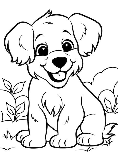Dibujo de perro perdiguero de oro para colorear vector premium