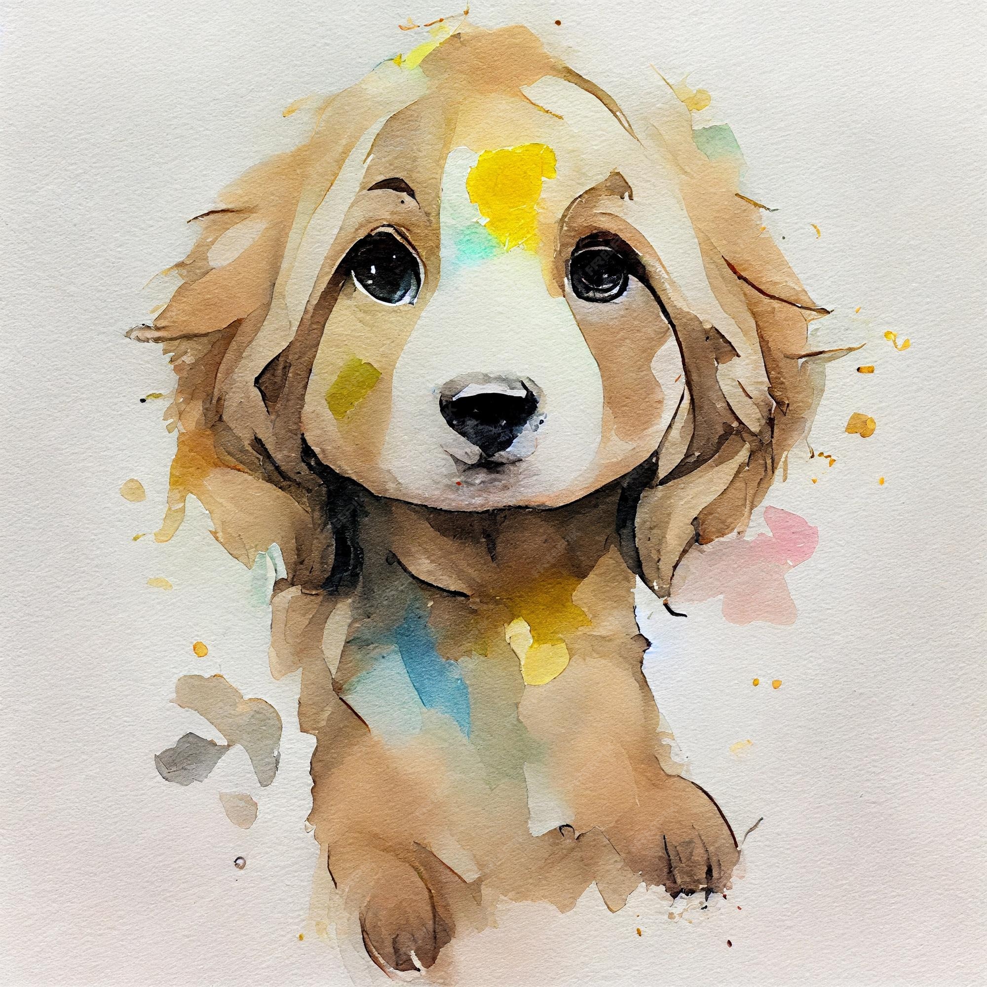 Perro perdiguero de oro adorable cachorro de perro ilustraciãn de acuarela con manchas de color todas las razas de perros foto premium