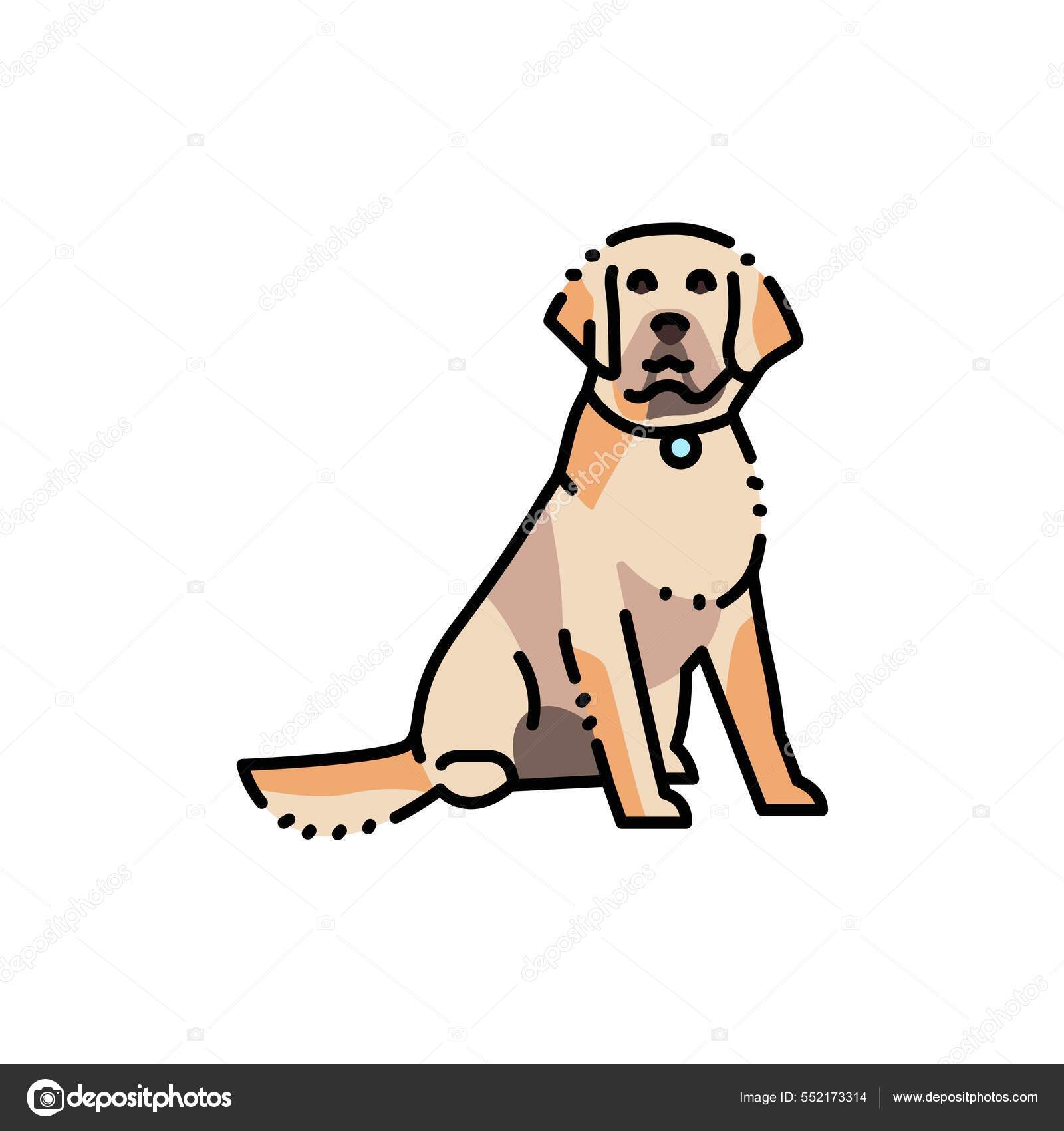 Icono lãnea color adulto golden retriever sentado pictograma para pãgina vector de stock de alx