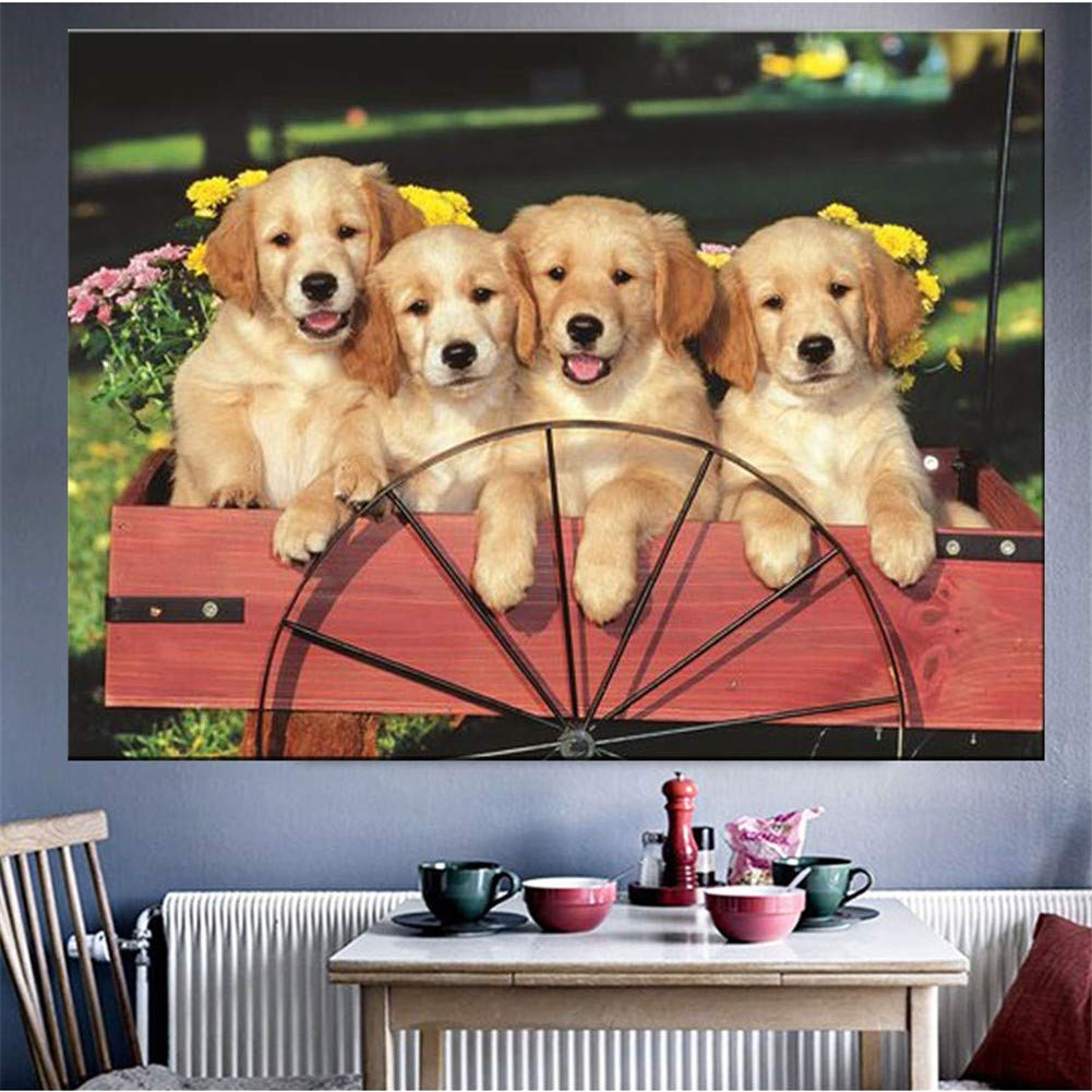 Diy d diamond painting bordado kits para niãos perro perdiguero de oro xcmxin pequeãa picture diamante pintura taladro completo mosaico punto de cruz diamante art crafts decor del hogar hogar