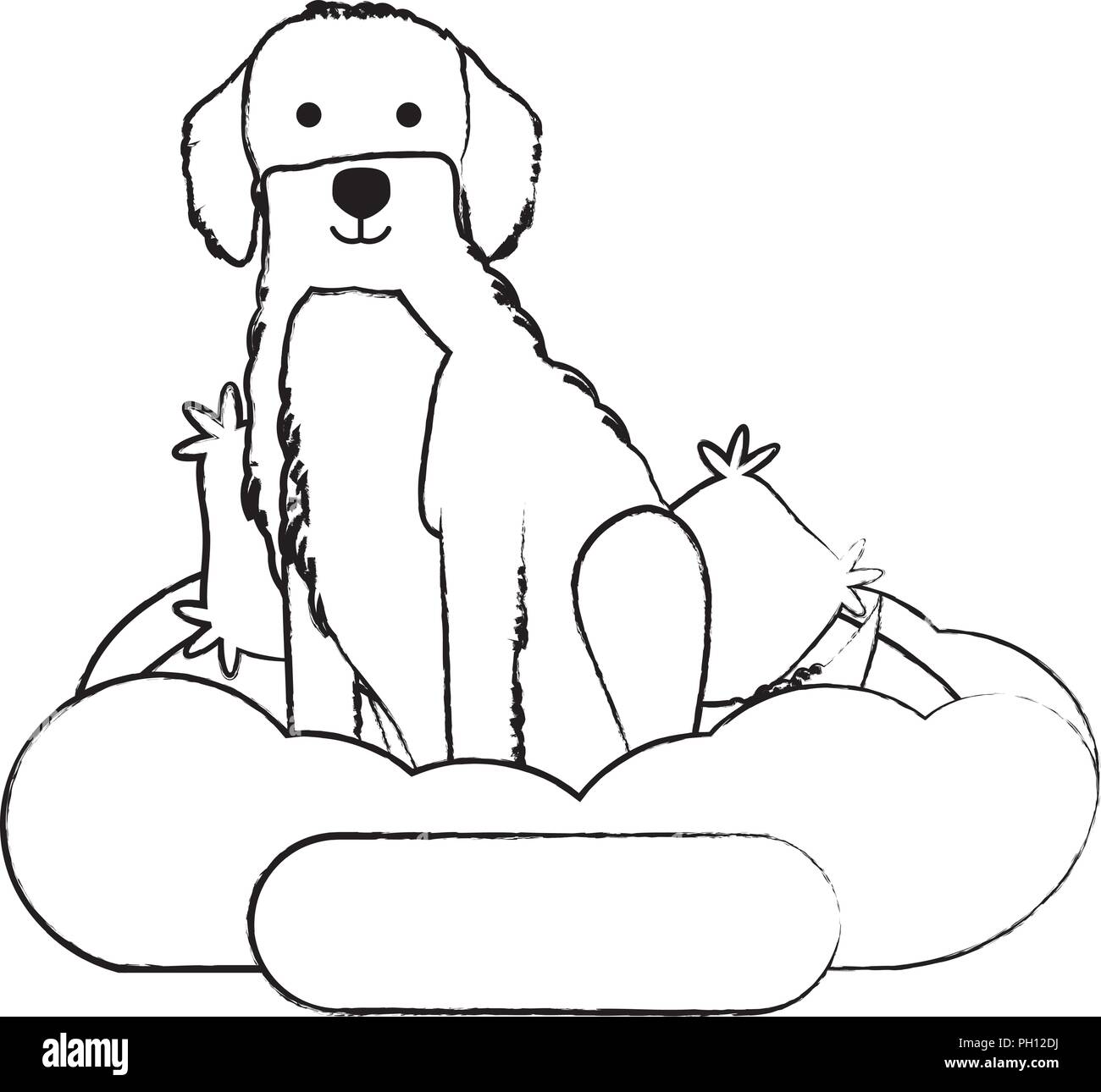 Perro perdiguero de oro divertido imãgen de stock en blanco y negro