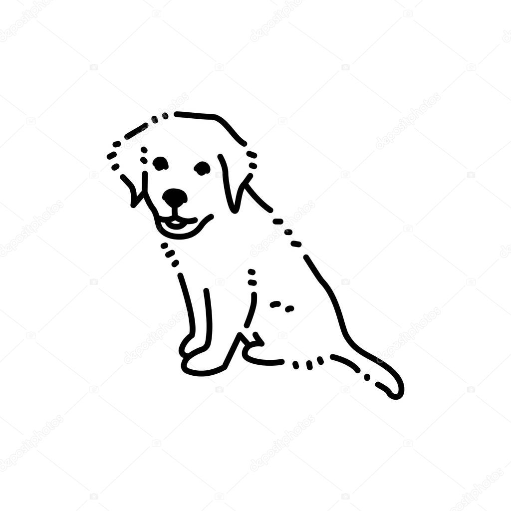 Sentado icono de lãnea de color cachorro golden retriever pictograma para pãgina web vector de stock de alx