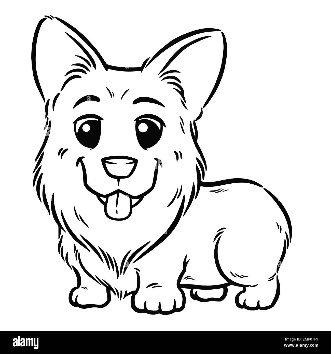 Perro de dibujos animados imãgen de stock en blanco y negro