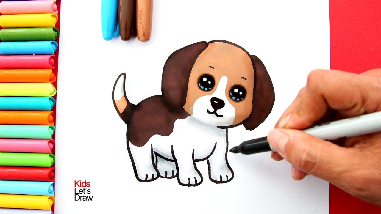 How to draw a cute beagle puppy easy