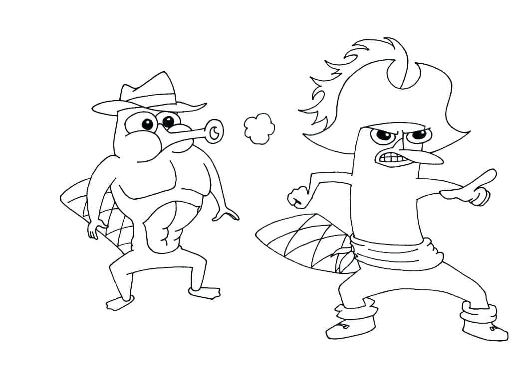 Funny perry the platypus coloring page
