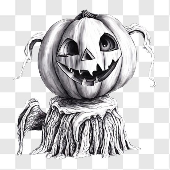 Download cute halloween pumpkin drawing png online