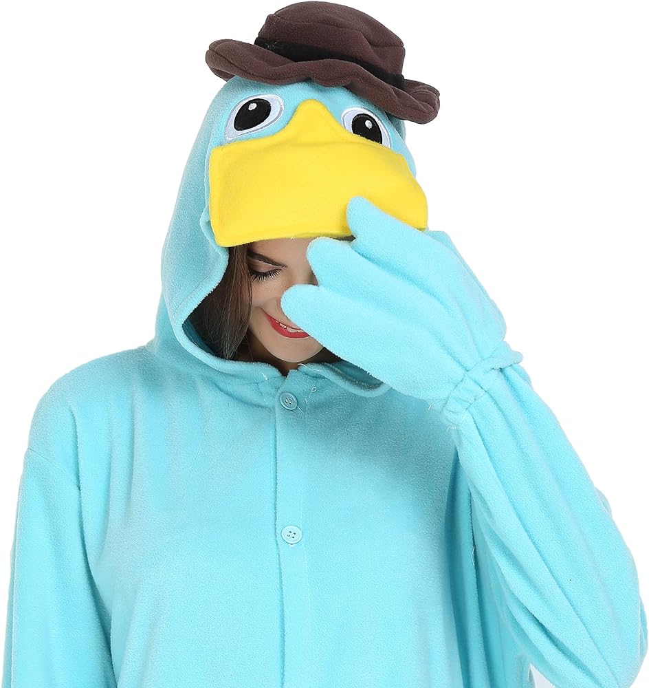 Siyue adult onesie costume platypus pajamas unisex christmas one piece sleepwear halloween jumpsuit women men cosplay perry blue s clothing shoes jewelry