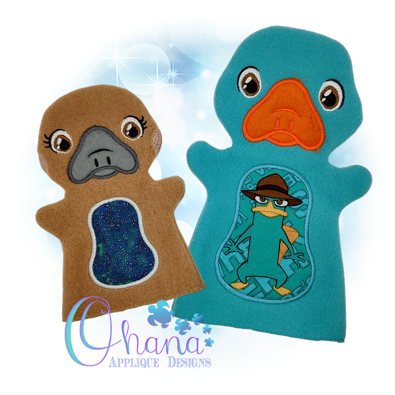 Platypus hand puppet embroidery design