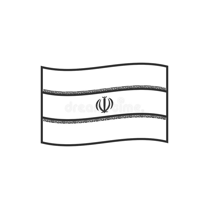 Iran flag icon in black outline flat design stock vector