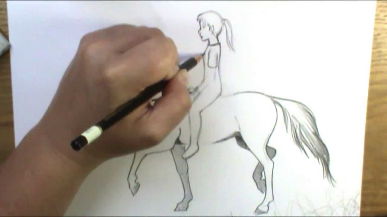 How to draw a horse and rider bareback