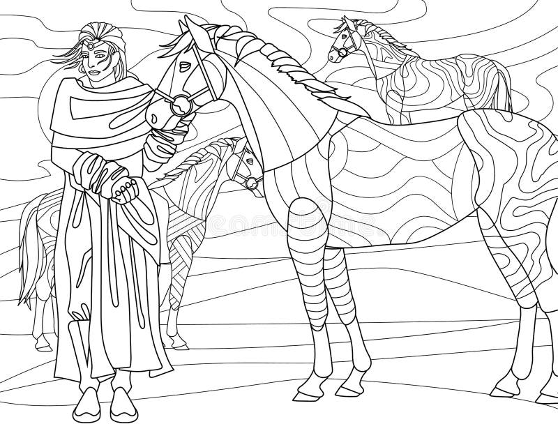 Book coloring horse stock photos
