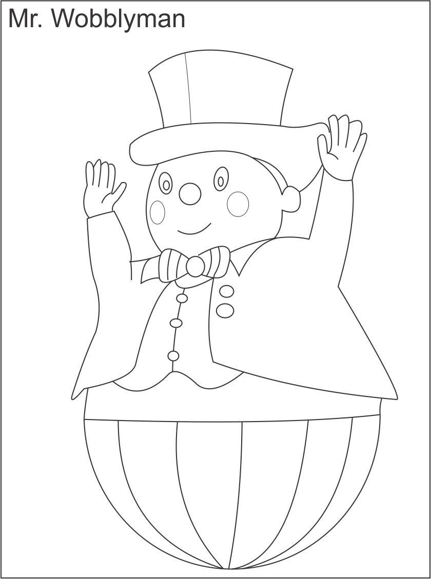 Mr wobbly man printable coloring page for kids