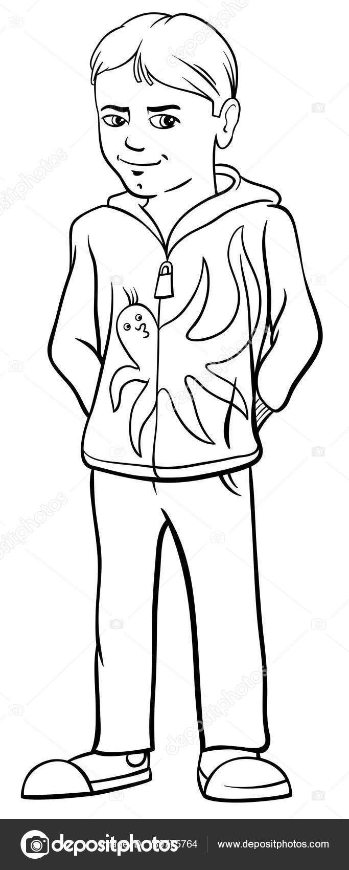 Crianãa menino personagem desenho animado colorir pãgina imagem vetorial de izakowski