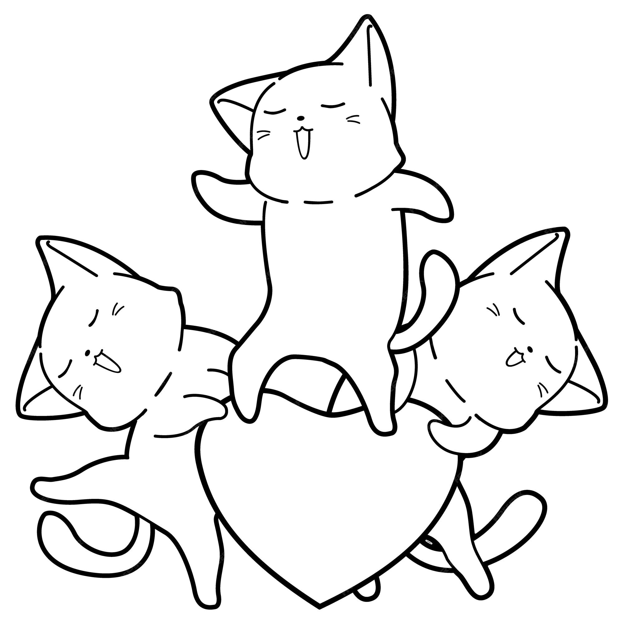 Desenho para colorir para crianãas gato engraãado chocolate doces brinquedos e coraããµes dia dos namorados ilustraãão vetorial personagem de desenho animado desenhado ã mão imagem vetorial de kristina desenhos para