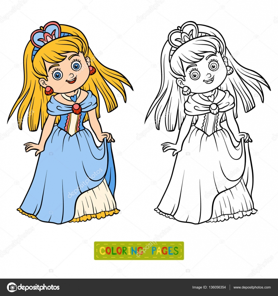Livro para colorir personagem de desenho animado princesas vetores de stock de ksenyasavva