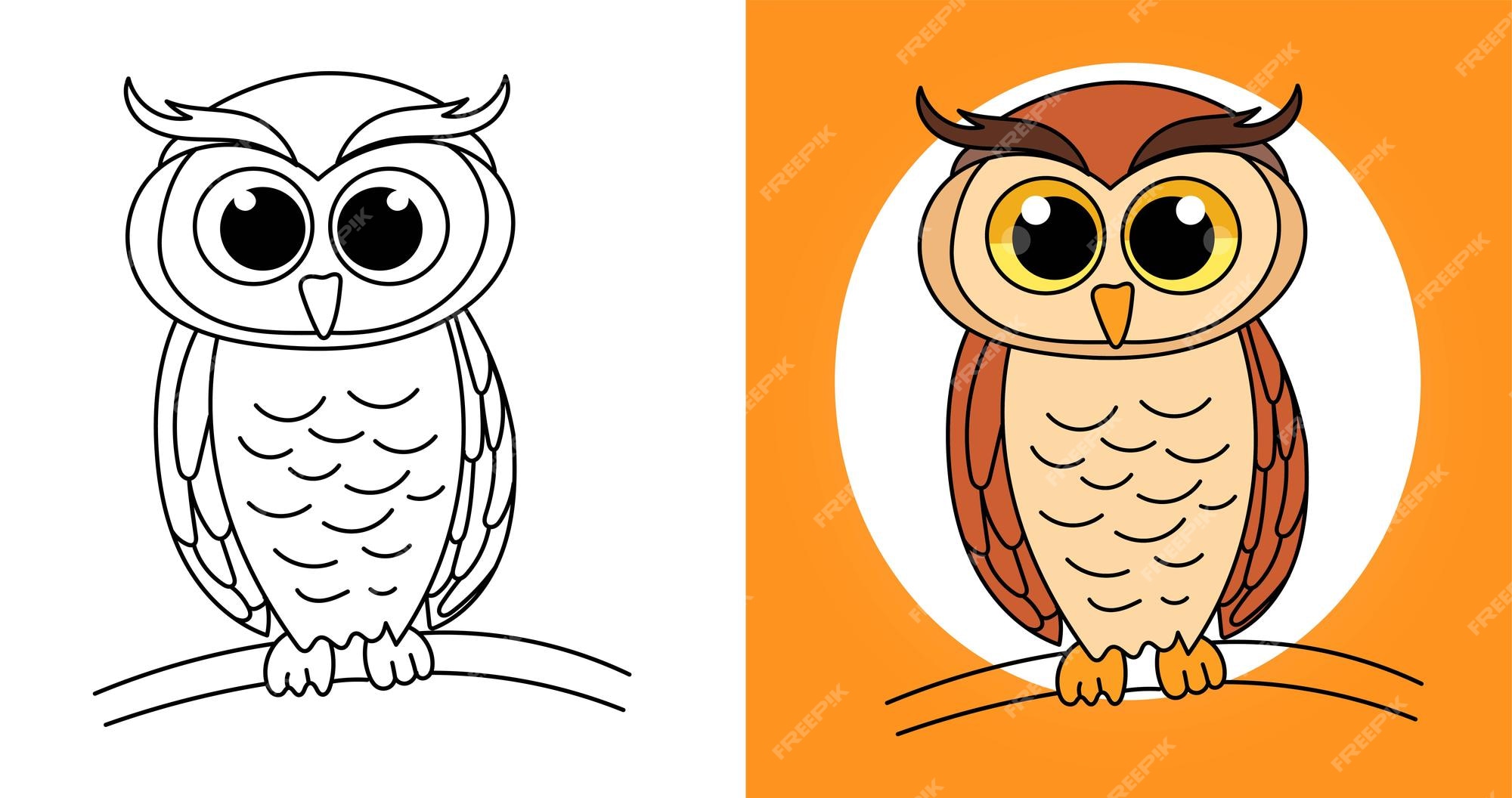 Mão desenhada contorno ilustraãão coruja personagem de desenho animado vector coloring page para crianãas vetor premium