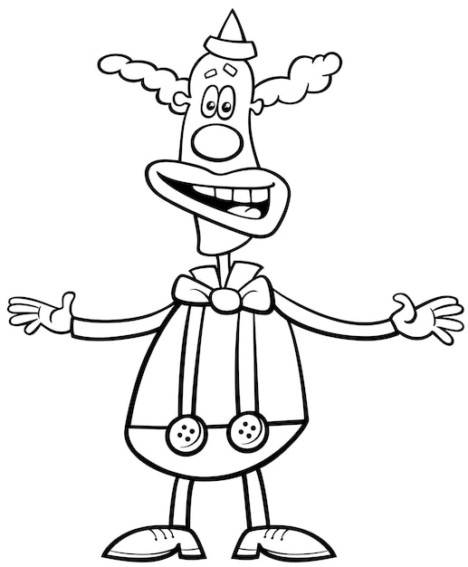 Desenho de personagem de palhaão de desenho animado para colorir vetor premium
