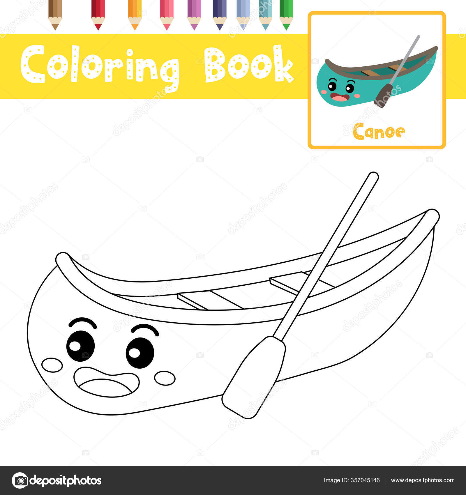 Desenho para colorir perspectiva personagens desenhos animados canoa bonito ver imagem vetorial de natchapohn