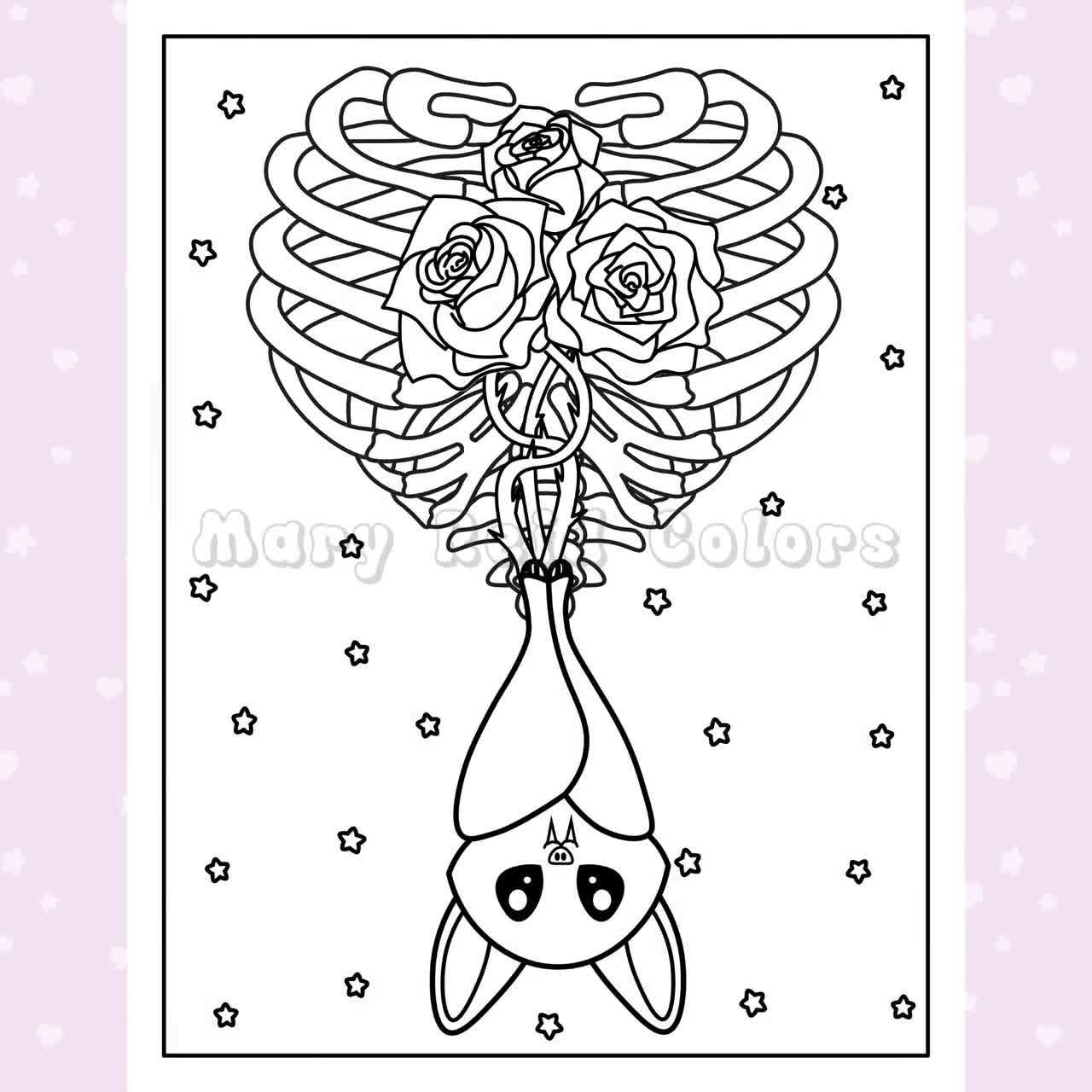Creepy kawaii coloring book printable halloween coloring book pastel goth coloring book kawaii printable creepy cute kawaii goth