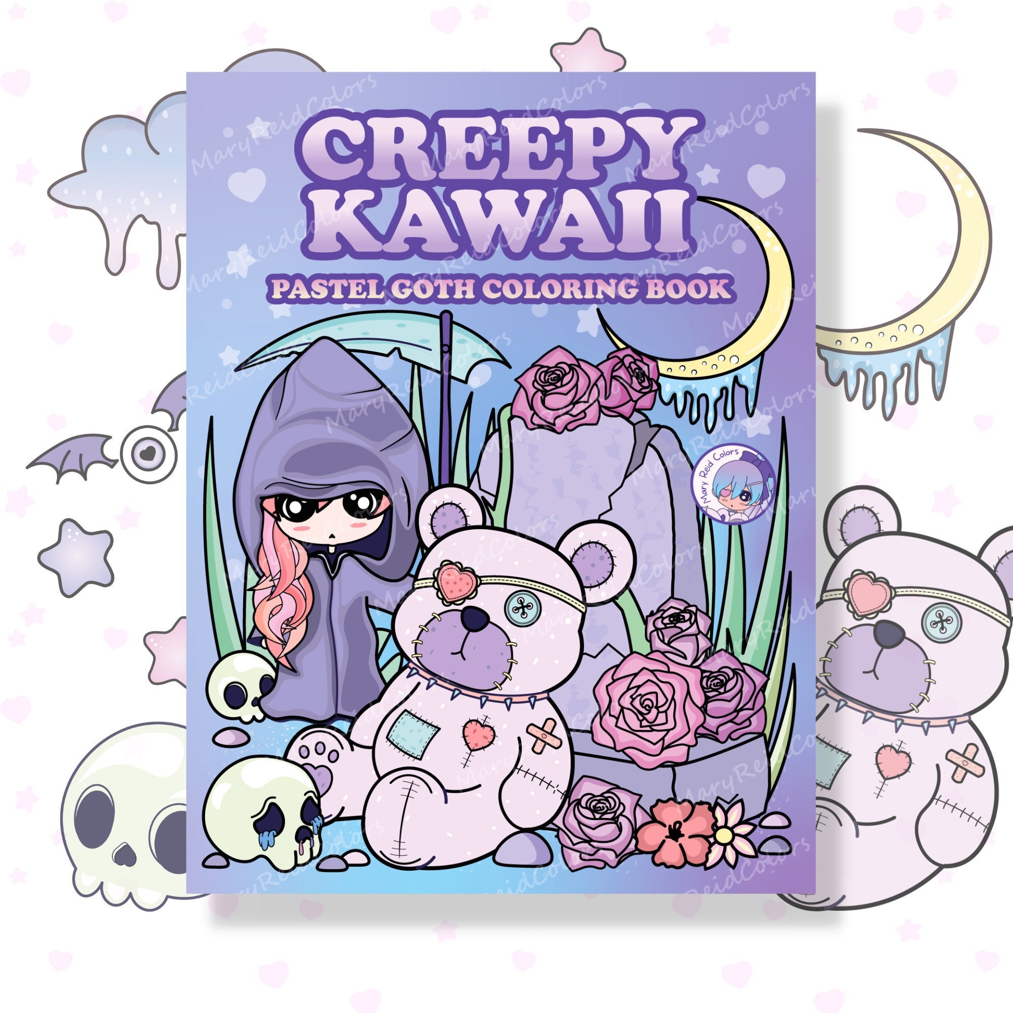 Creepy kawaii coloring book printable halloween coloring book pastel goth coloring book kawaii printable creepy cute kawaii goth