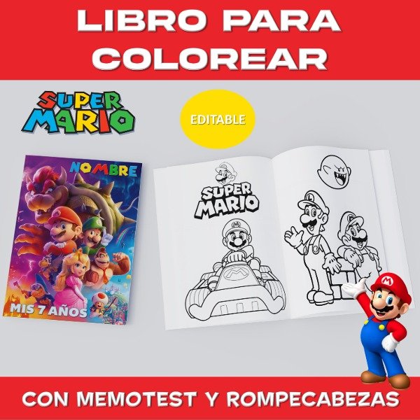 Libro imprimible colore super mio bros editable