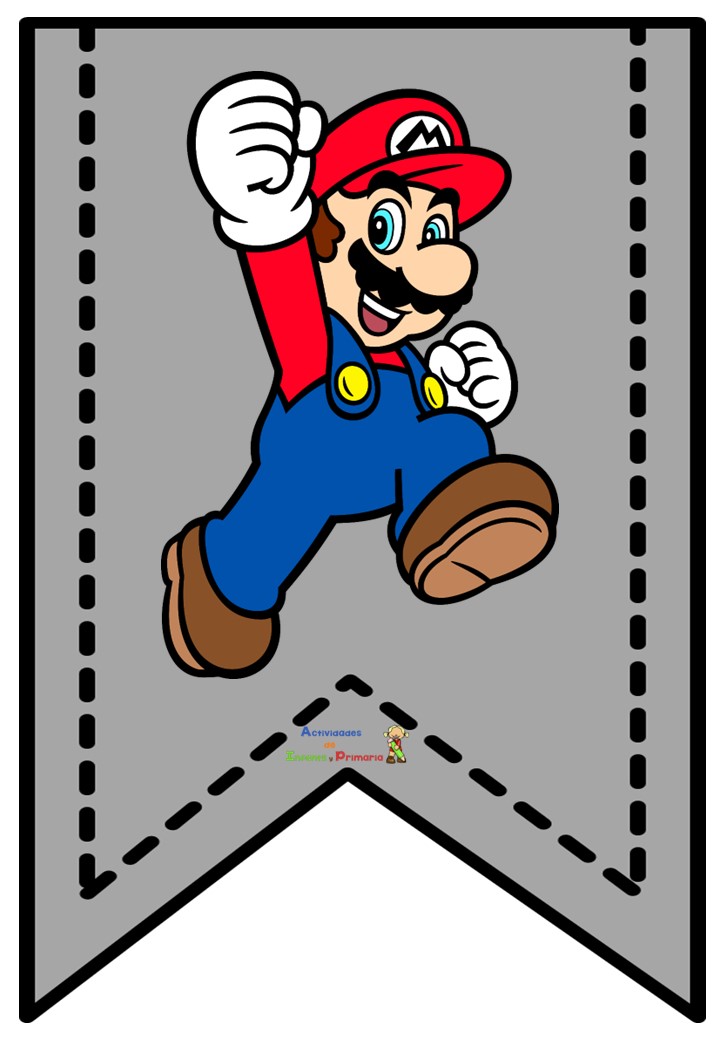 Banderin de mario bros para decorar tu fita de fin de curso