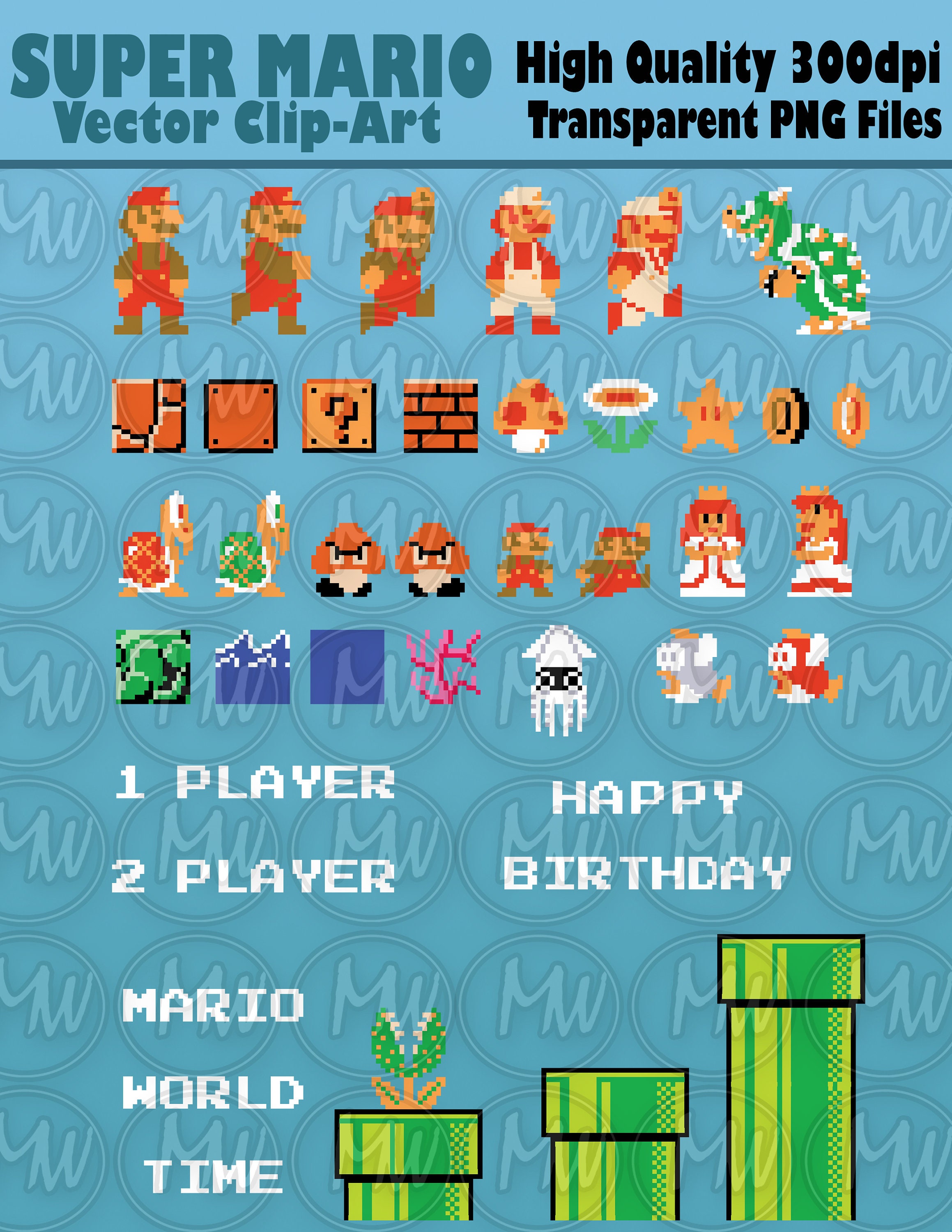 Super mario bros clipart mario pixels