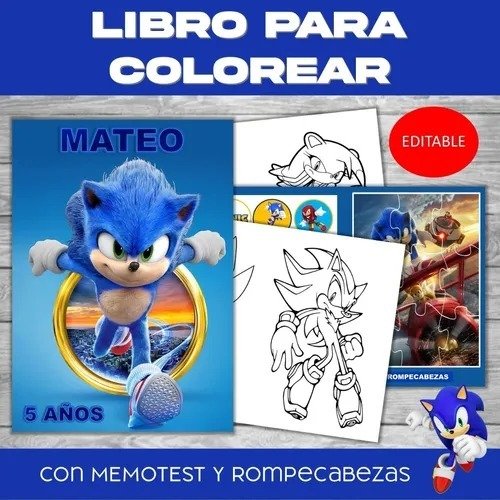 Libro colore sonic editable imprimible