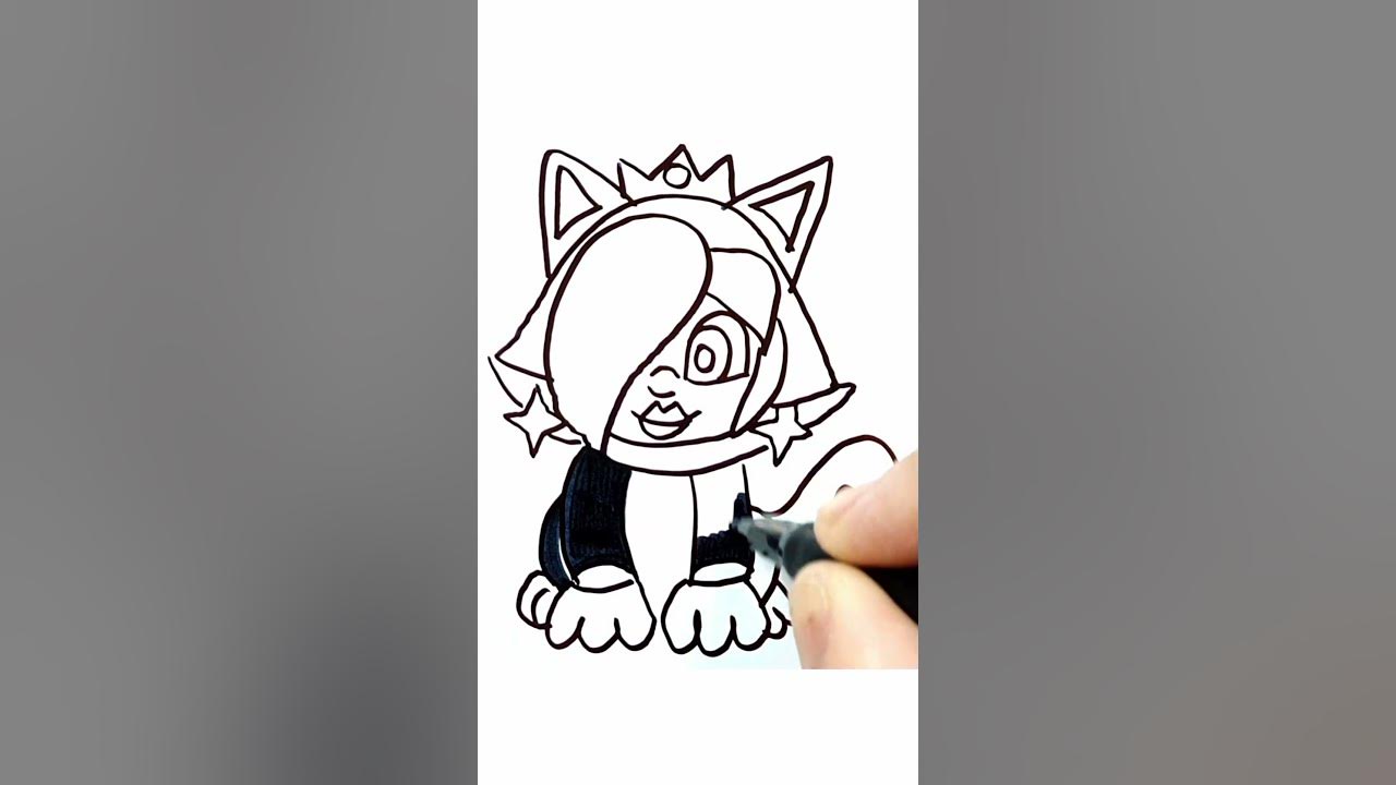 Cãmo dibujar y pintar a rosalina gato de super mario
