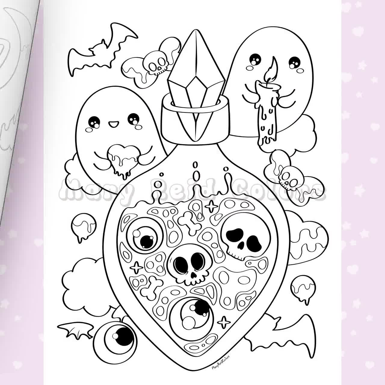 Creepy kawaii coloring book pastel goth coloring book kawaii coloring pages kawaii printable creepy cute spooky cute spooky gift download now